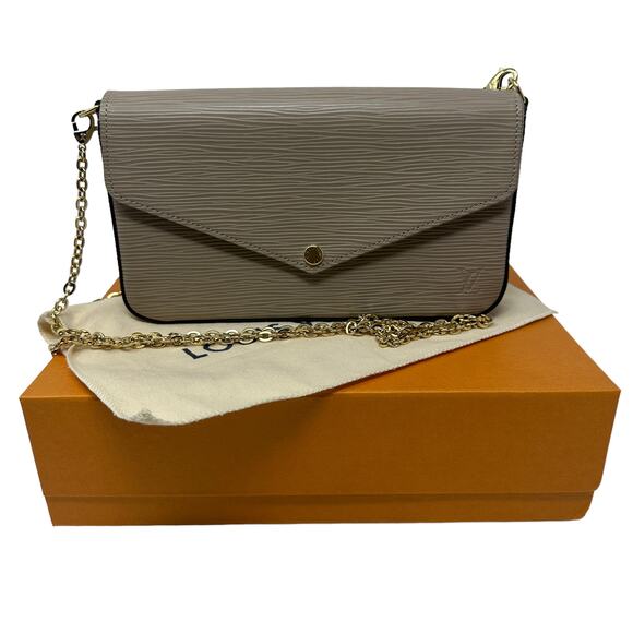 Louis Vuitton Epi Pochette Felicie Galet Shoulder Bag Tan Gray One Size - Picture 1 of 10
